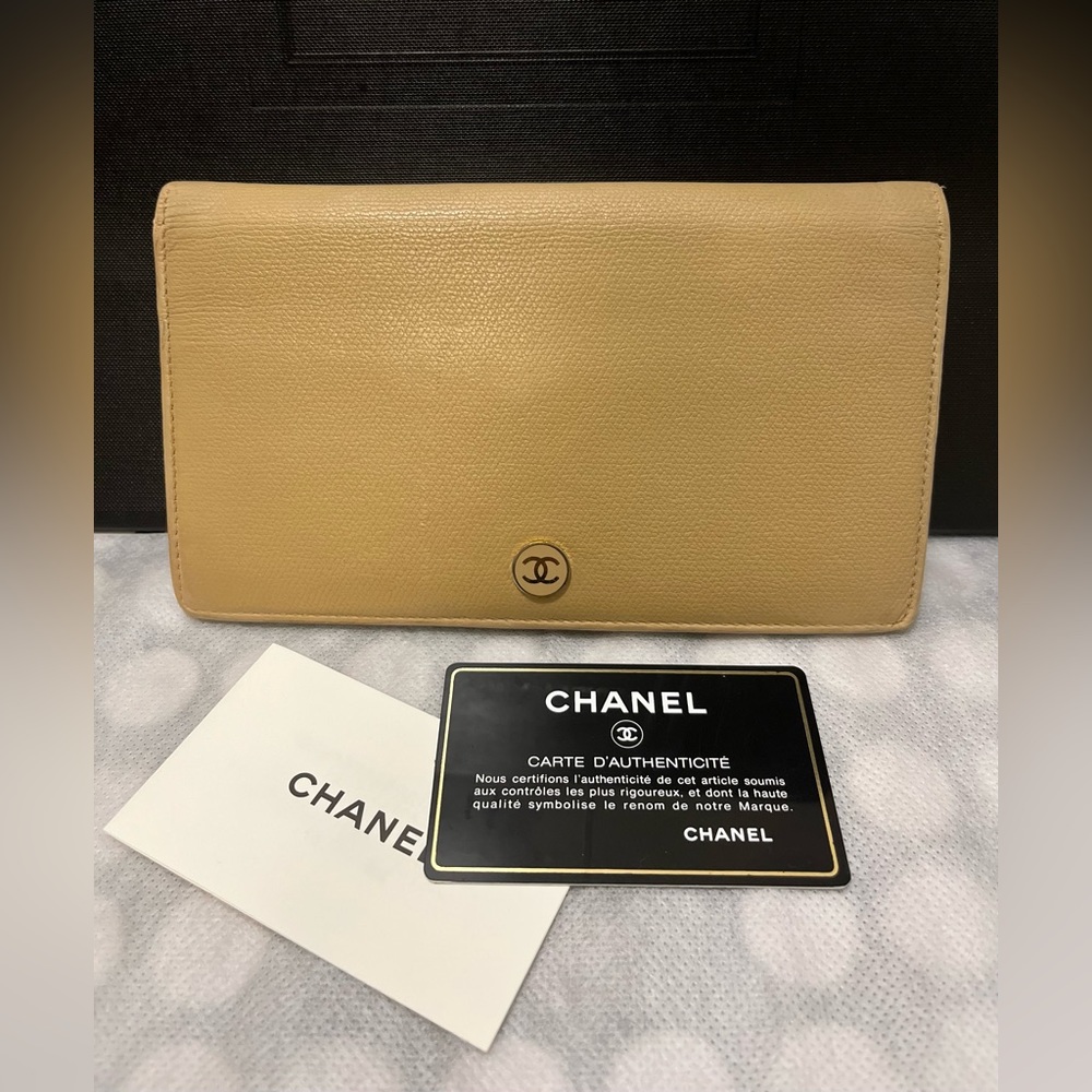 Authentic Chanel Long Wallet with Authenticity Card
